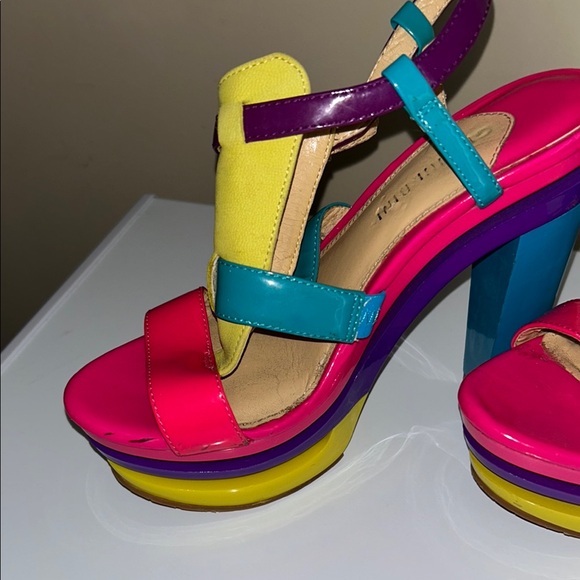 Gianni Bini Pink and Yellow Platform Sandals - Picture 5 of 11